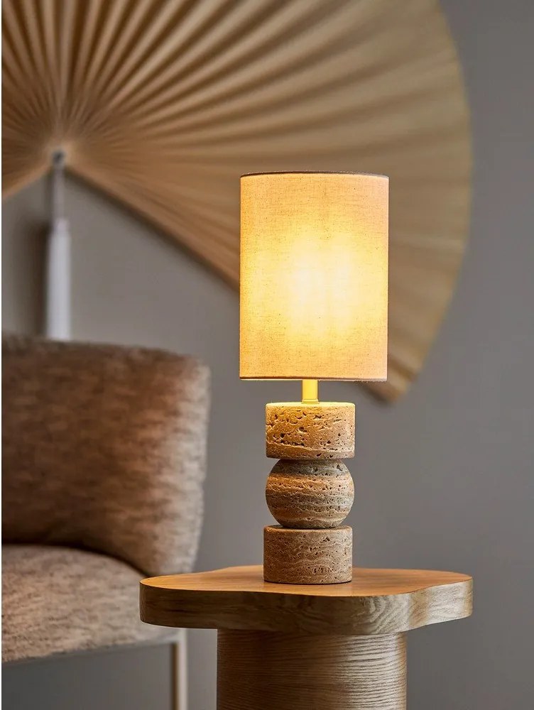 Kamenná stolová lampa v prírodnej farbe s textilným tienidlom (výška 53 cm) Marci – Bloomingville