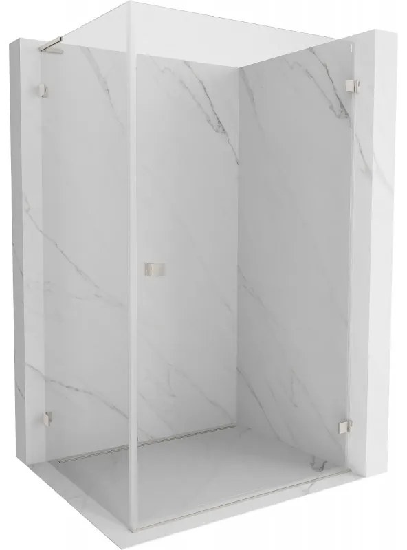 Mexen Lunar-B L pravý výklopný sprchový kút 75 x 70 cm, číre sklo, brúsená oceľ, 832L-075-070-97-00-P
