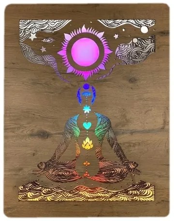 Li-Go 4421/A/4 - LED nástenná dekorácia LED/10W/5V 30000 mAh 70x90 cm dub/čakry