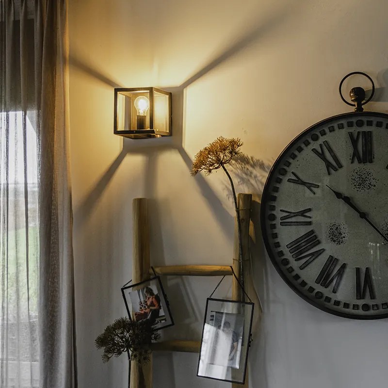 Priemyselná nástenná lampa čierna - Cage