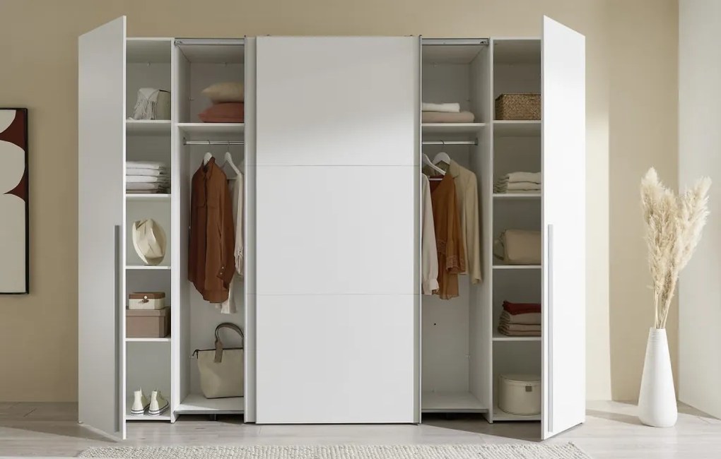 Šatníková skriňa Maturs, 267 cm, biela