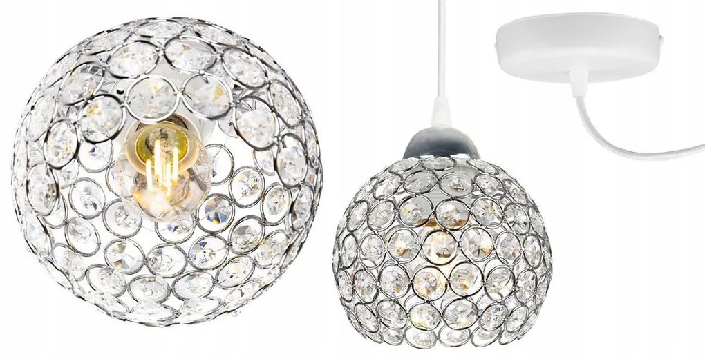 Závesné svietidlo Crystal Spider, 1x strieborné krištáľové tienidlo, (chrómové uchytenie), w