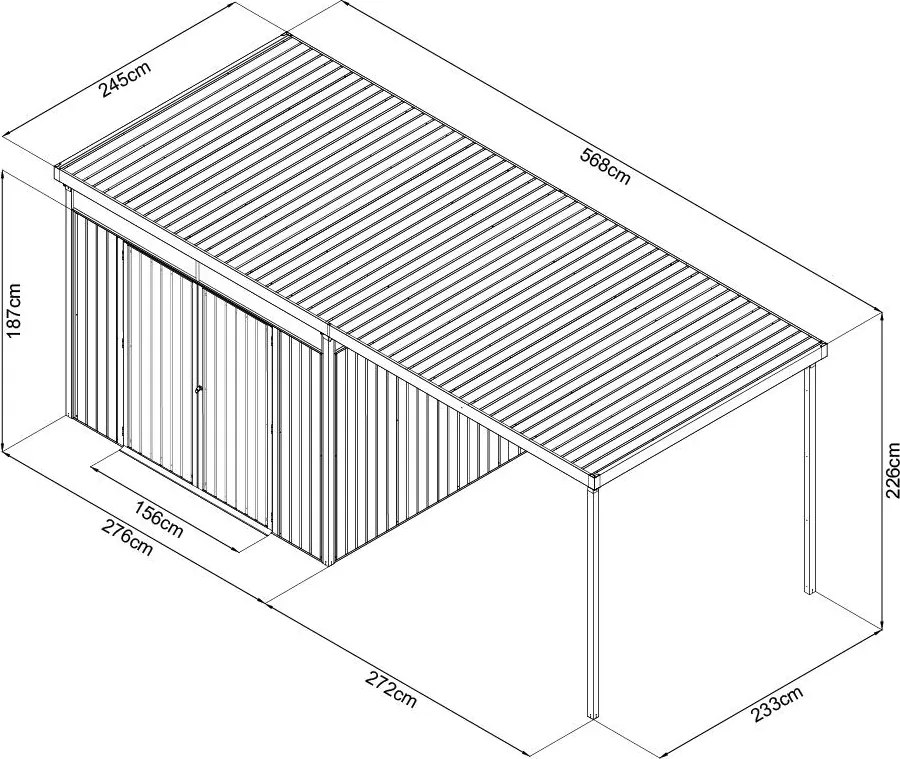 Záhradný domček so svetlíkmi Avenberg MAGNUS + prístavba 2.5 x 5.8 m - Premium