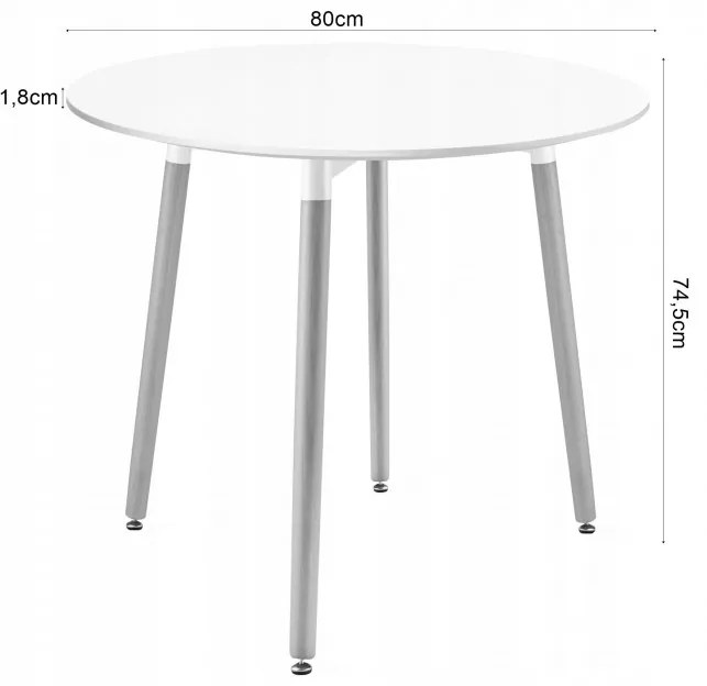 Jedálenský stôl KAMI biely 80 cm so štyrmi stoličkami MARK čierne / hnedé