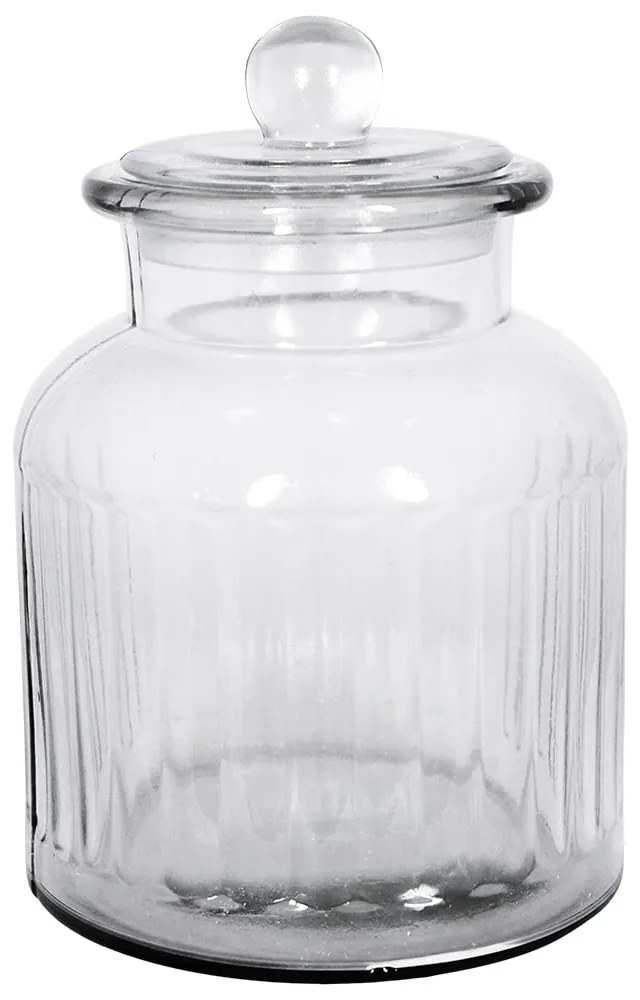 Strömshaga Sklenená dóza s vekom Gustav Ribbed Large