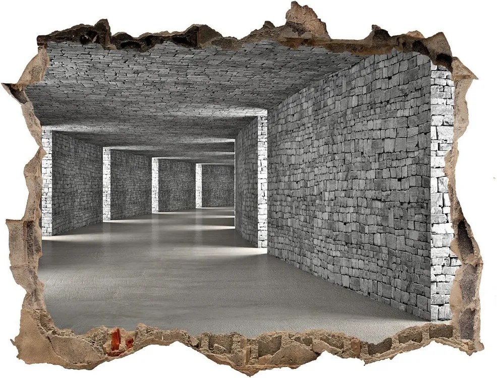 Díra 3D fototapeta nálepka Tunel z cihly WallHole-95x64-kamien-73658635