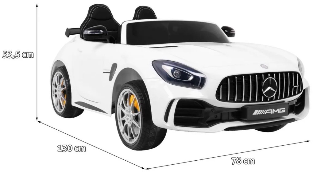 RAMIZ ELEKTRICKÉ AUTÍČKO MERCEDES-BENZ GT R 4 x 4 - LAKOVANÉ - BIELE - 4 x RS550PH-12V - 2 x 12V/7Ah - 2023