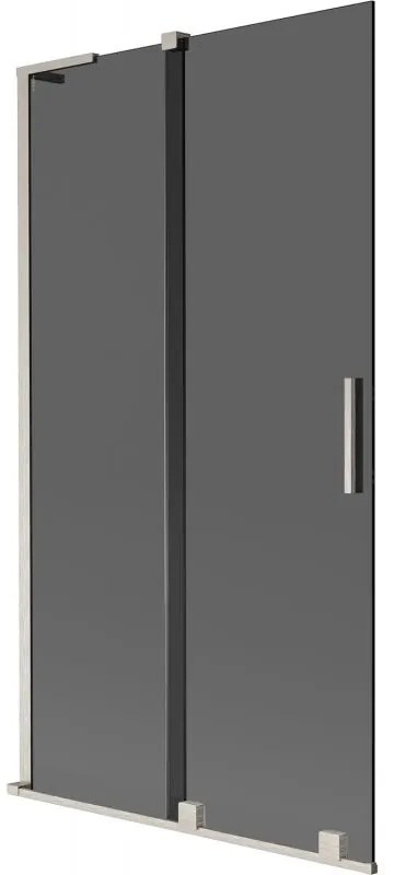 Mexen Velar L, 2-krídlová posuvná vaňová zástena 100 x 150 cm, 8mm šedé sklo, brúsená oceľ, 896-100-003-41-97