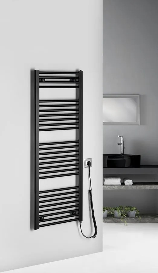 Aqualine Aqualine, DIRECT-E elektrické vykurovacie teleso, rovné, 450x1320 mm, 400 W, čierna, ILE34TB