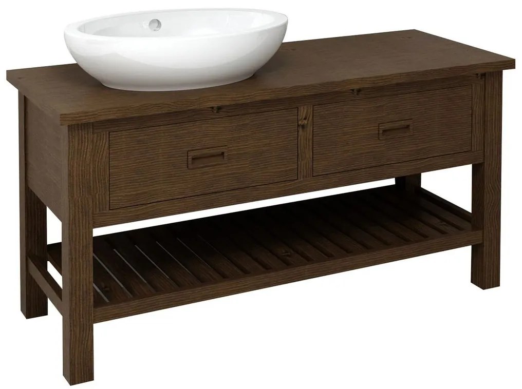 Sapho, BRAND umývadlová skrinka 130x73x50cm, morený smrek, BA131