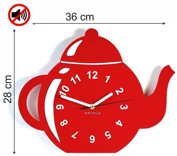 Dekoračné kuchynské hodiny v tvare čajníka čierna