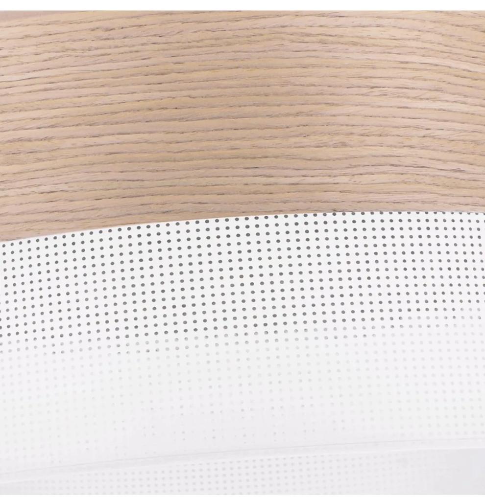 Light Home Závesné svietidlo Wood, 1x béžová dubová dýha/biele PVCové tienidlo, (fi 40cm)