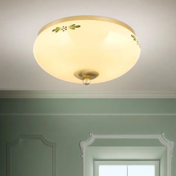 Orion DL 7-673 - Stropné svietidlo LANDHAUS 2xE27/60W/230V pr. 28 cm mosadz/béžová