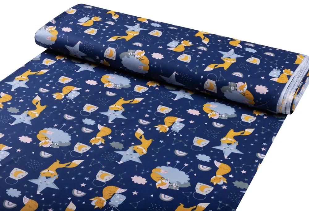 Biante Detské bavlnené posteľné obliečky do postieľky Sandra SA-281 Líšky na večernej oblohe Do postieľky 90x140 a 40x60 cm