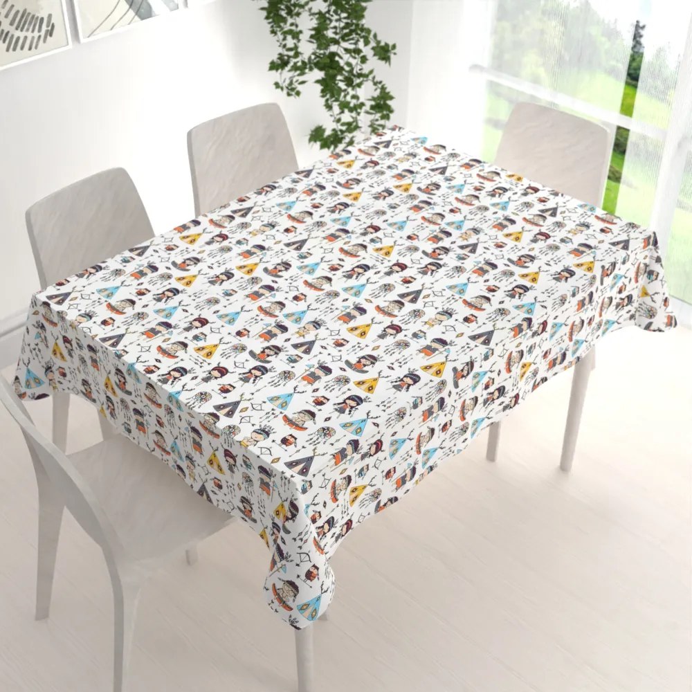 Biante Detský bavlnený obdĺžnikový obrus Sandra SA-045 Malí indiáni 50x100 cm