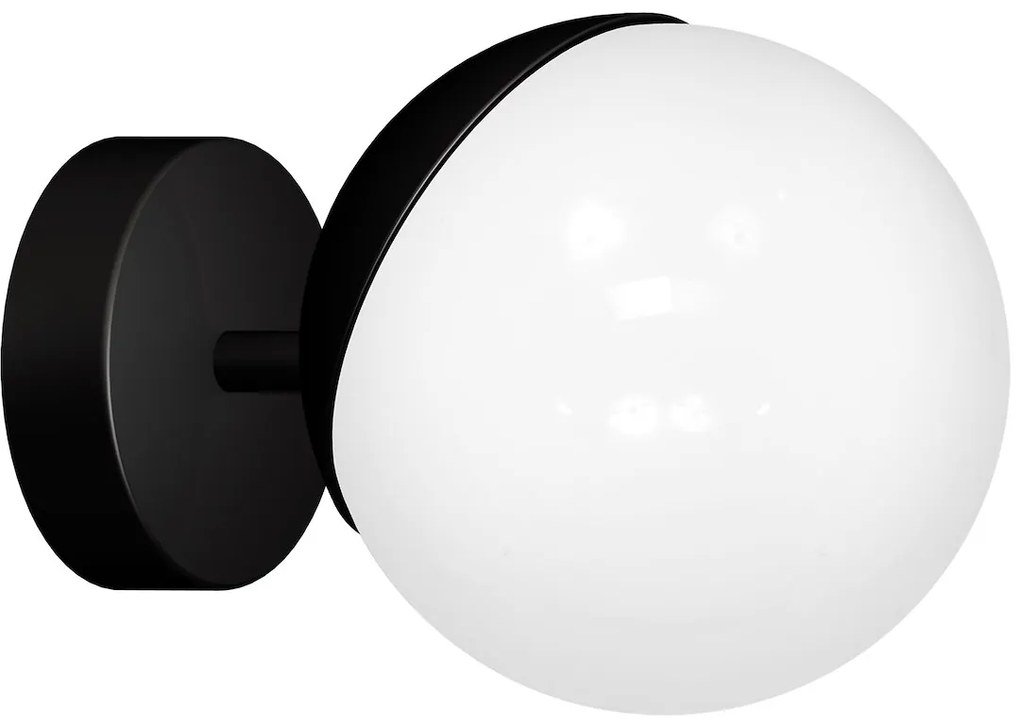 Nástenné svietidlo Sfera, 1x biele sklenené tienidlo, b