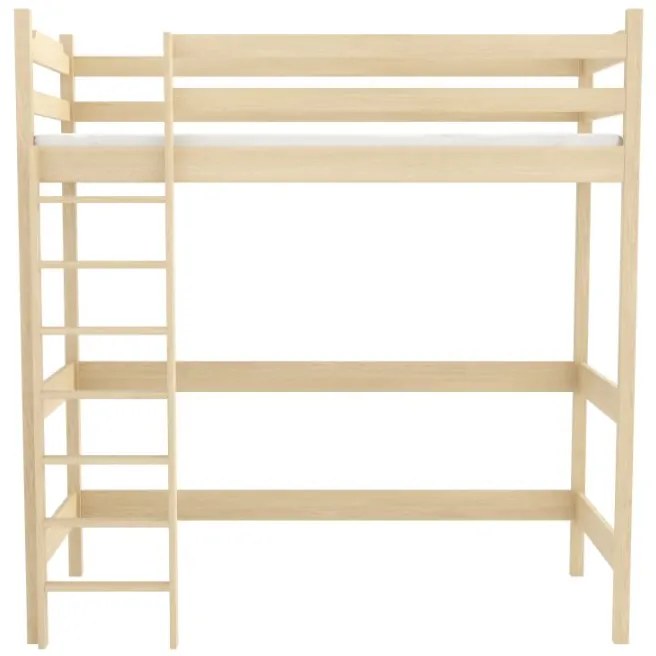 Detská vyvýšená posteľ z masívu borovice TEXAS - 200x90 cm - PRÍRODNÁ BOROVICA