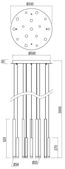Redo 01-2059 - LED Luster na lanku MADISON 16xLED/4W/230V meď