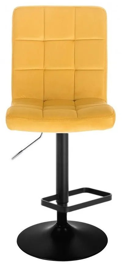 LuxuryForm DESIGN Barová stolička TOLEDO VELUR na čiernom tanieri - žltá