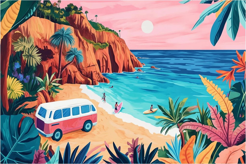 Obraz - Karavan pri oceáne (90x60 cm)