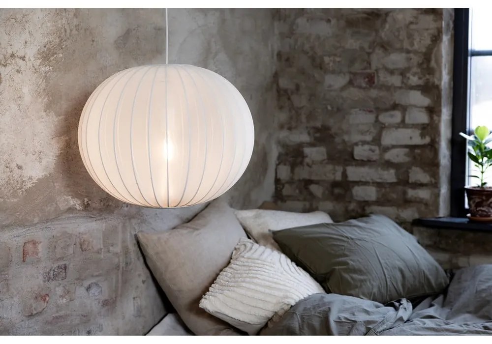 Biele závesné svietidlo s textilným tienidlom ø 50 cm Florence – Markslöjd