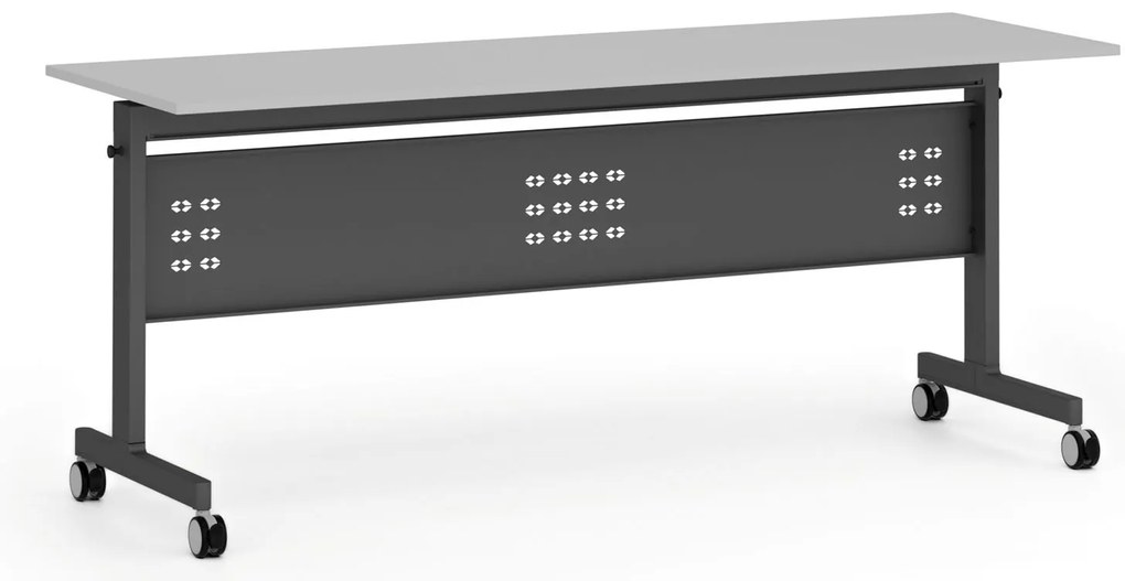 Mobilný stôl PRIMO MOBI, 180x60 cm, čierna podnož, sivá