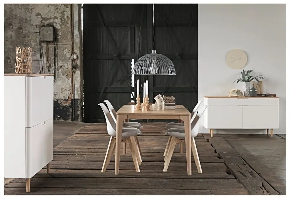 Nízka komoda z dreva bieleho duba Unique Furniture Amalfi