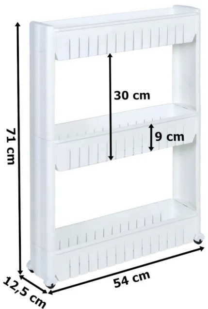 Pojazdný regál LEIRA biely