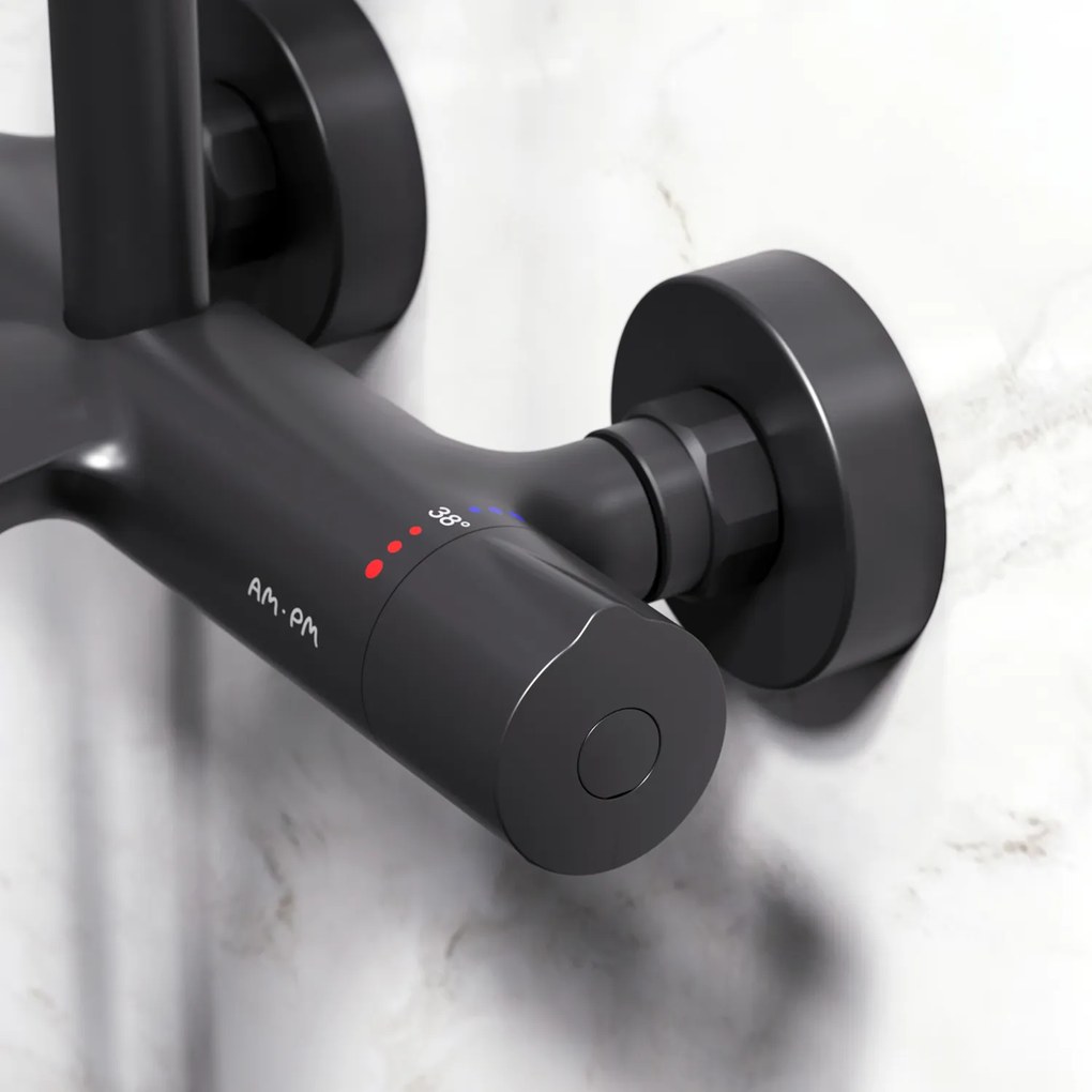 Sprchový systém AM.PM Like F07LA522 s termostatickou vaňovou a sprchovou batériou, čierny