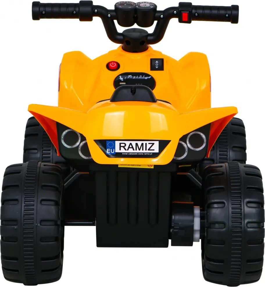 Ramiz Najrýchlejšia batériová štvorkolka pre deti Žltá + 25W motor