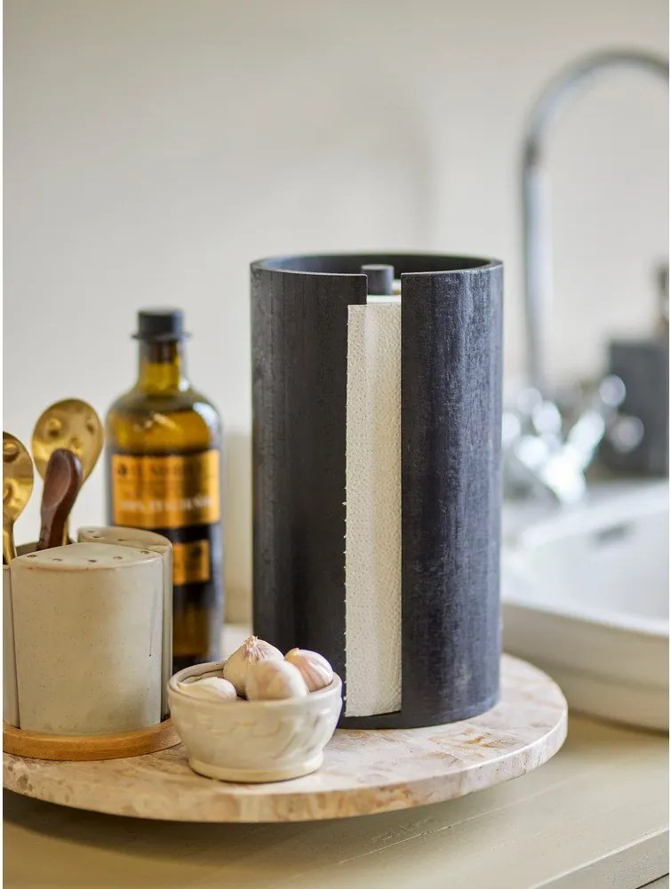 Čierny drevený stojan na papierové utierky ø 14,5 cm Celian – Bloomingville