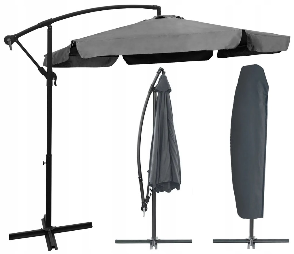 Dekorstudio Veľký záhradný slnečník Dallas- 350 cm - tmavo sivý
