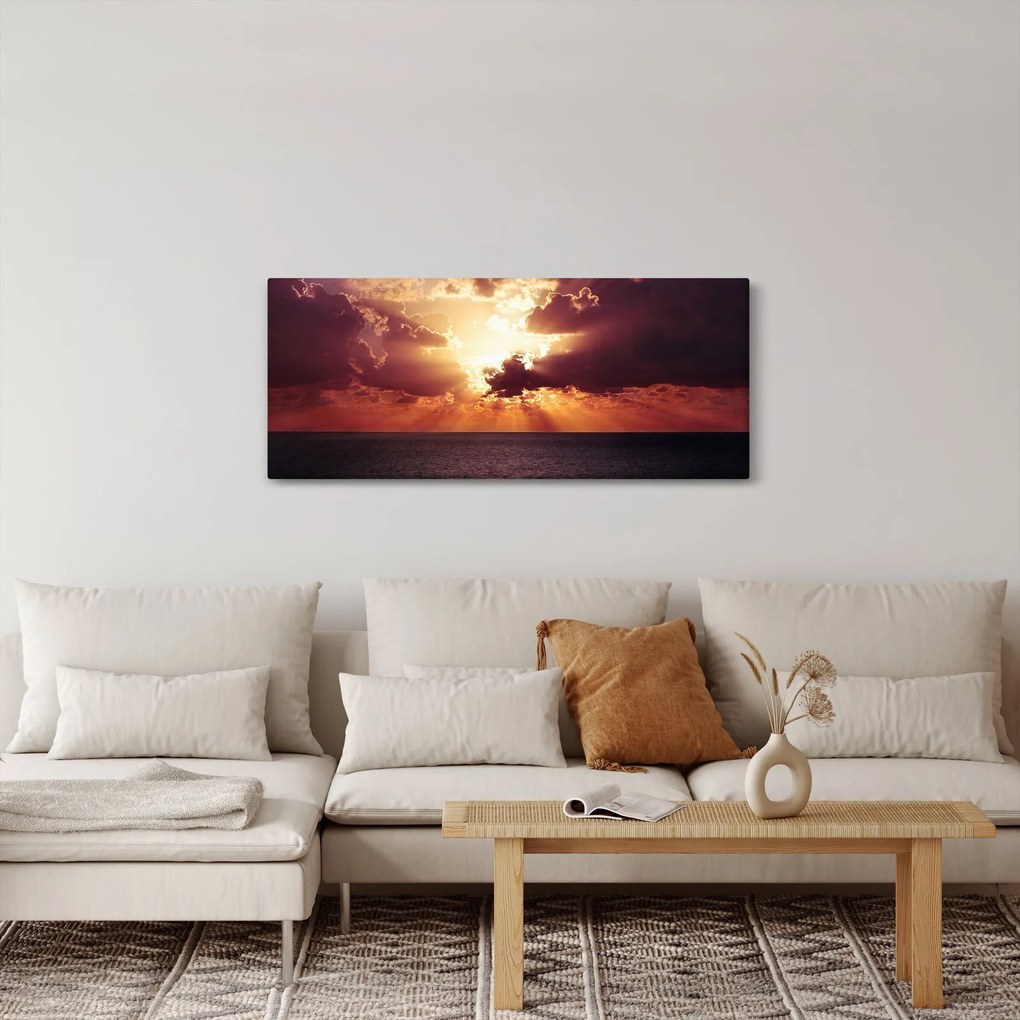 Obraz slnko za mrakmi (120x50 cm)