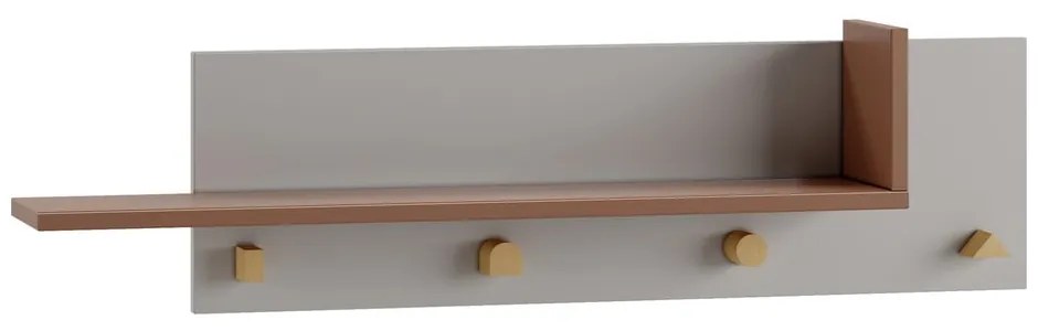 Svetlosivý/v prírodnej farbe nástenný detský vešiak Cube - Pinio