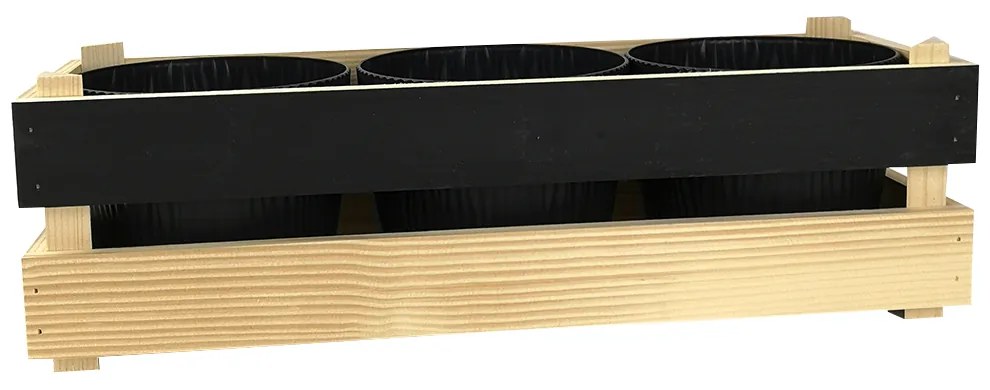 AMADEA Drevený obal na tri kvetináče s tabuľkou na písanie kriedou, 47x17x15cm, drevený kvetináč Český výrobek