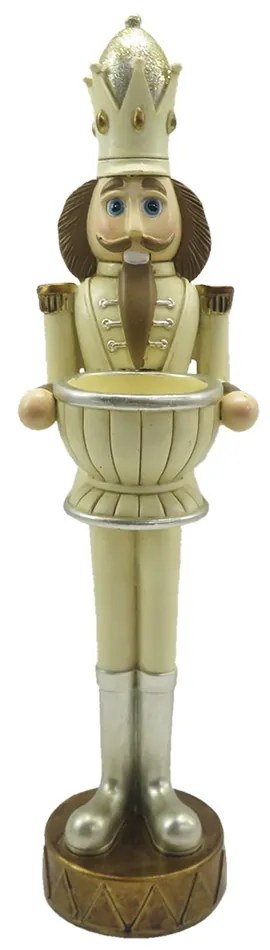 Vianočna dekoracia béžový Louskáčik s pohárom - 9*7*30 cm