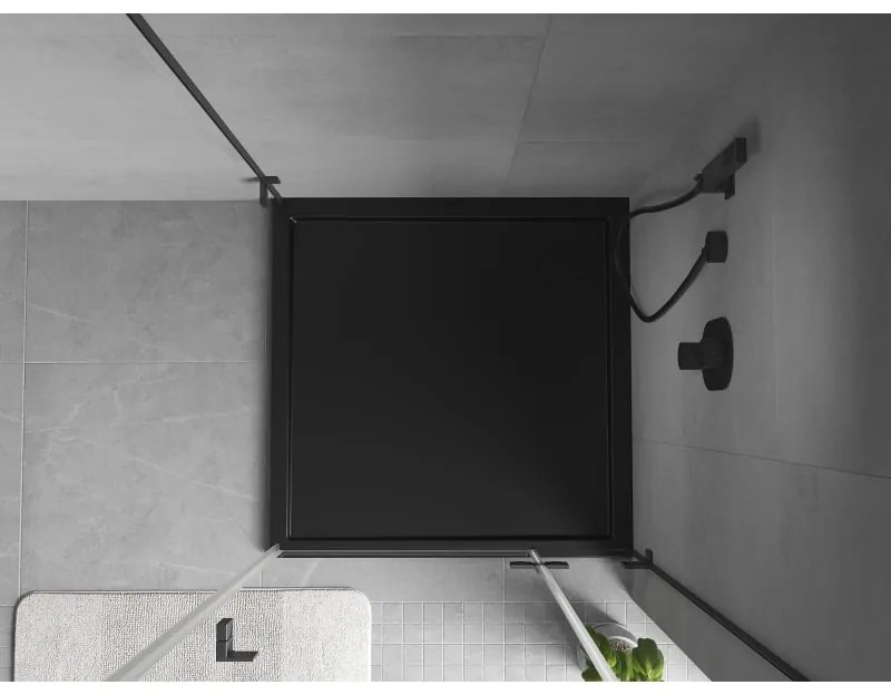 Mexen Flow Slim, štvorcová sprchová vanička 90 x 90 cm, čierna matná, 46S709090