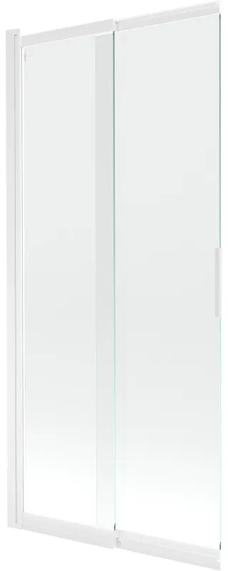Mexen Fox, 2-krídlová posuvná vaňová zástena 85 × 150 cm, 5mm číre sklo, biely profil, 891-085-002-20-00