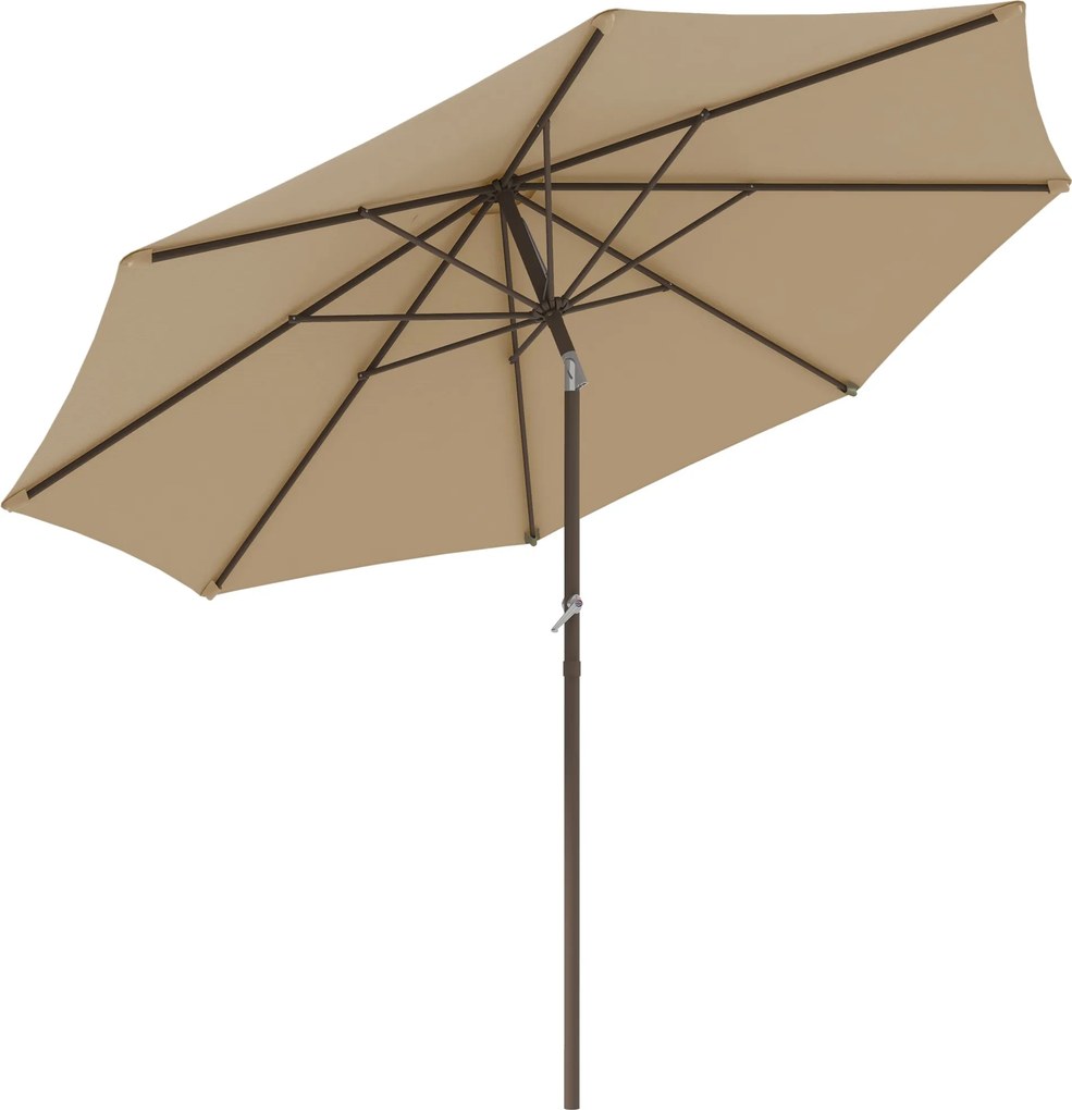 Záhradný slnečník Outsunny priame Ø 2,63 m, kovový, okrúhly, polyester 180 g/m², naklánací kľukový mechanizmus béžový | Aosom