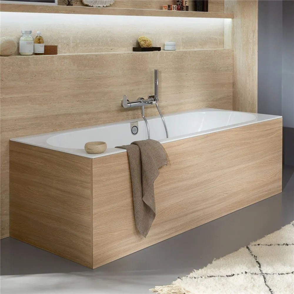 VILLEROY &amp; BOCH Oberon 2.0 pravouhlá vaňa z materiálu Quaryl, odtok v strede, 1800 x 800 x 470 mm, biela alpská, UBQ180OBR2DV-01