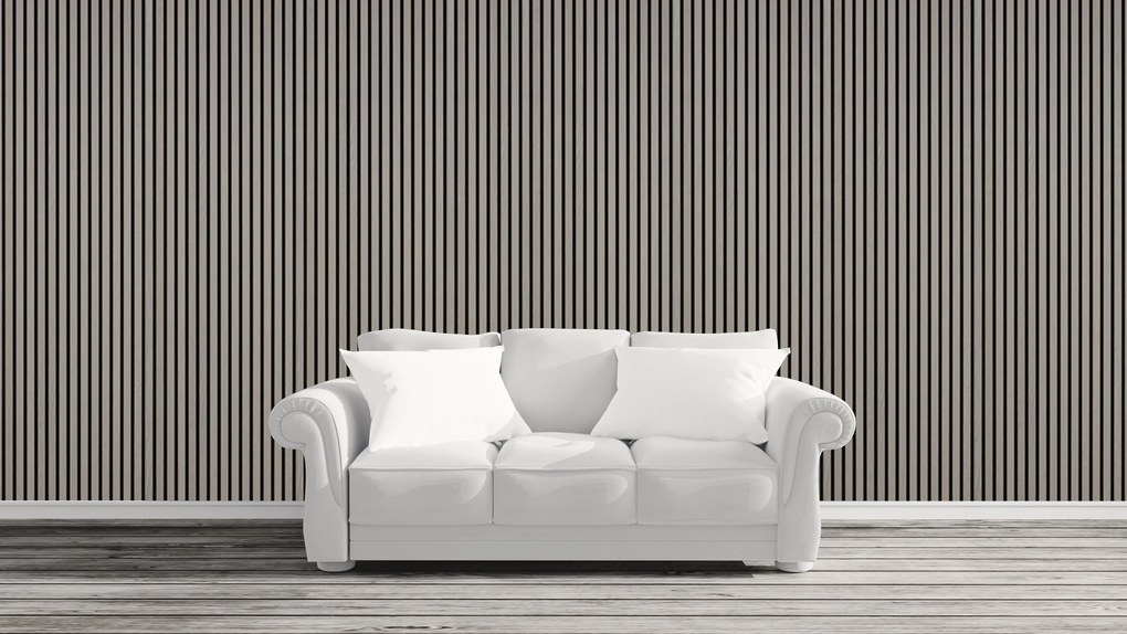 Drevený akustický panel, 2400 x 600 mm, B2BP009, dub grafitový