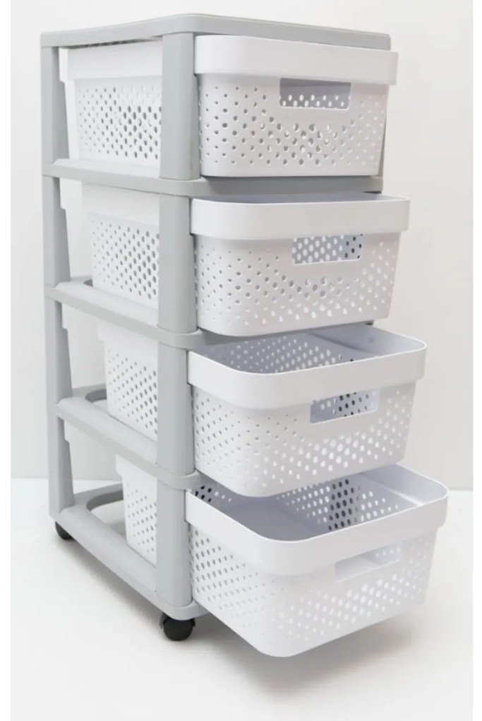 Curver Rozkladacie Šuplíky Infinity 4x11L biele s bodkami