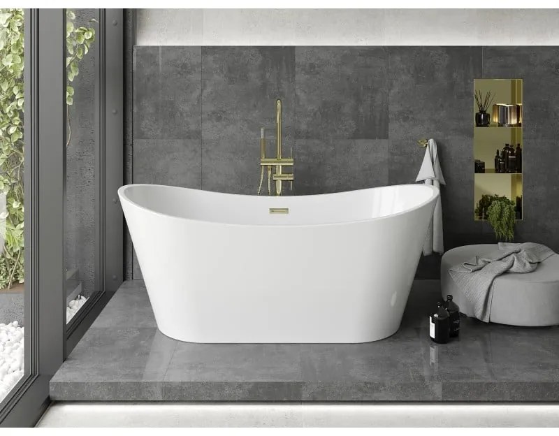 Mexen Montana, voľne stojaca vaňa 170 x 80 cm, biela, zlatý lesklý prepad, 52011708000-50
