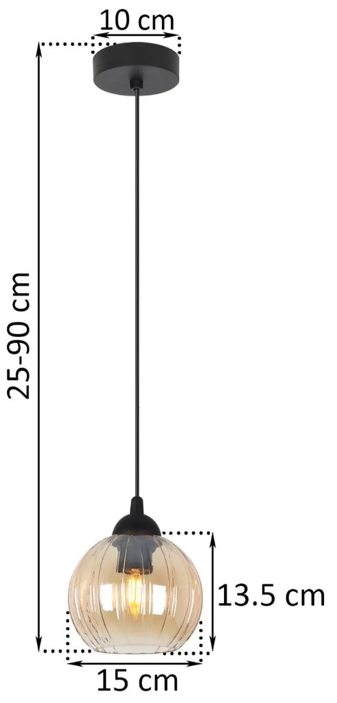 Závesné svietidlo Costa, 1x medové sklenené tienidlo, b