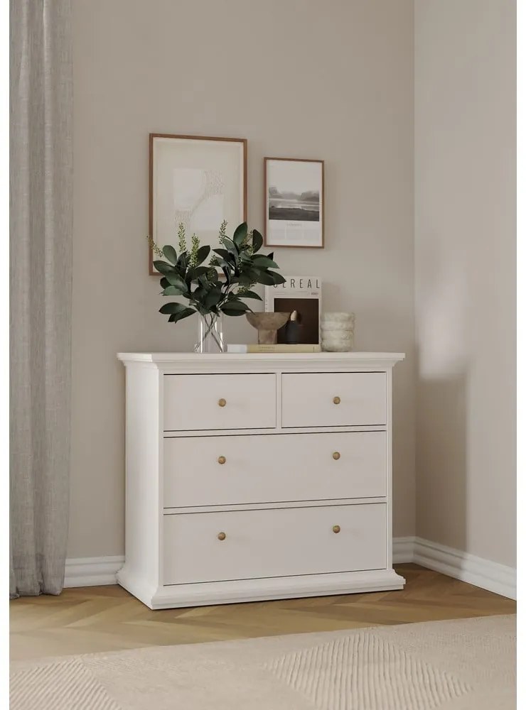 Biela nízka komoda 96x87 cm Paris – Tvilum