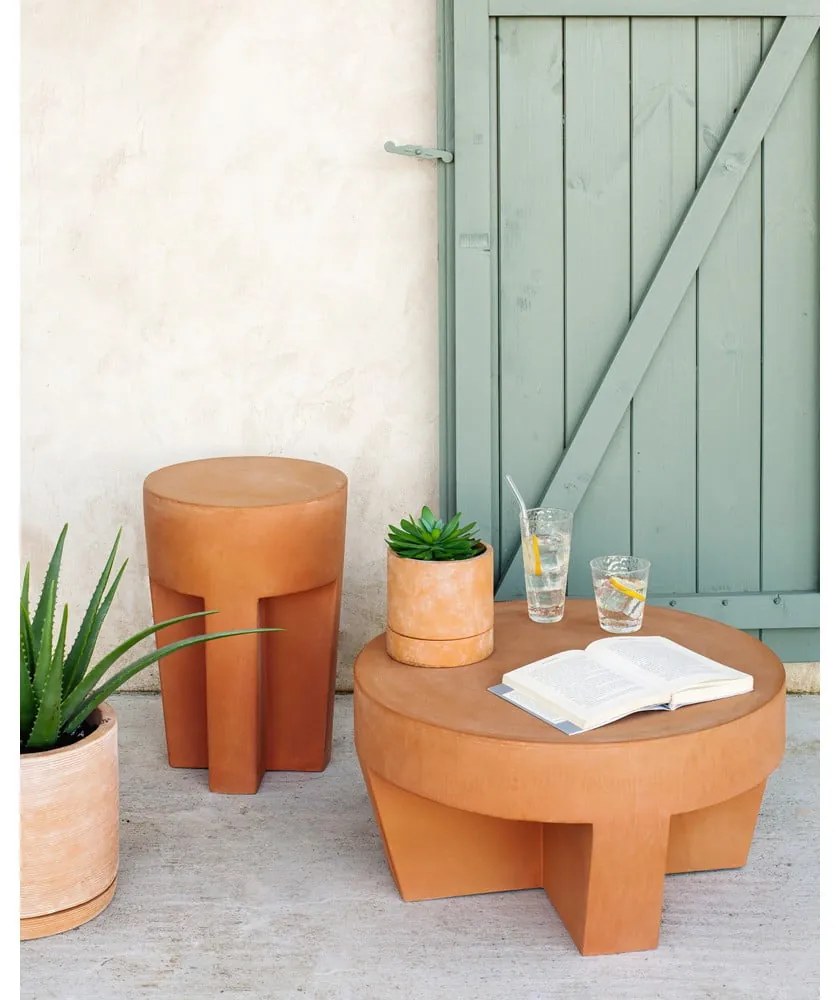 Terakotový odkladací stolík Kave Home Vilena, ⌀ 60 cm