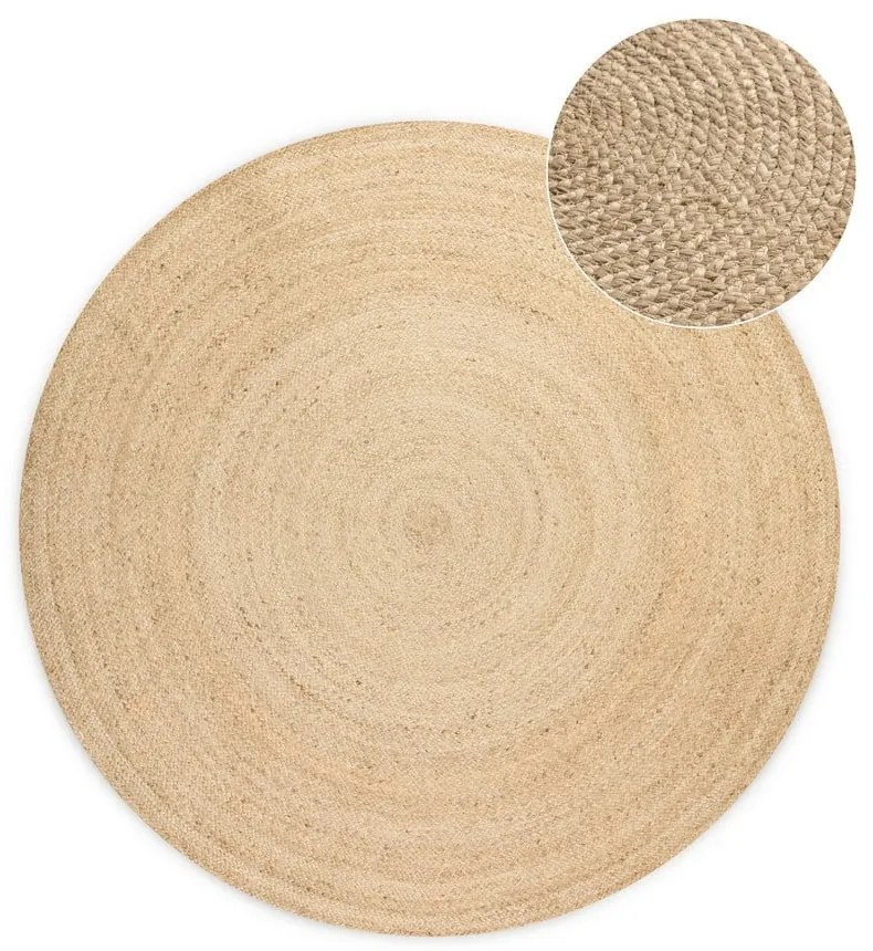 Slonovinový obojstranný jutový okrúhly koberec ø 200 cm Braided – Hanse Home