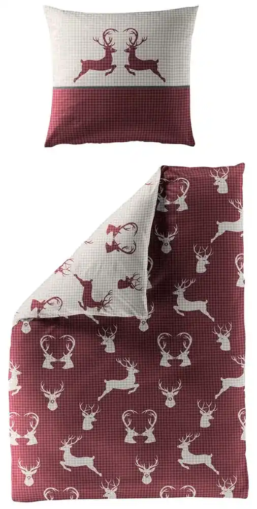 Bierbaum obliečky flanelové 3923 Deer Red 135x200/80x80 cm | BIANO