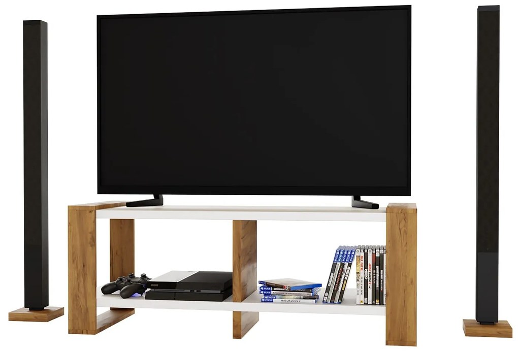 TV stolík Nicolas (biela) (bez osvetlenia). Akcia -19%. Vlastná spoľahlivá doprava až k Vám domov. 1054998