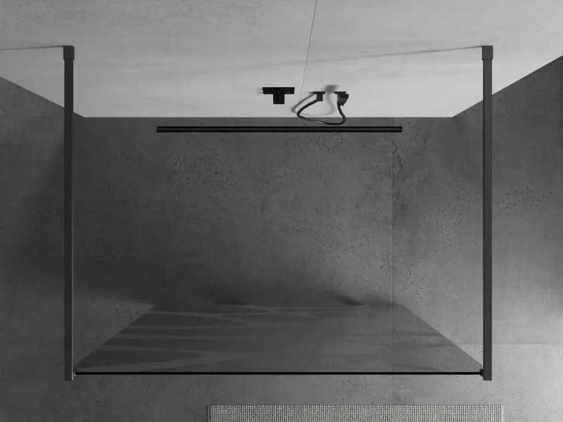 Mexen Kioto, sprchová zástena Walk-In 120 x 200 cm, 8mm číre sklo biely vzor, grafitový profil, 800-120-002-95-97